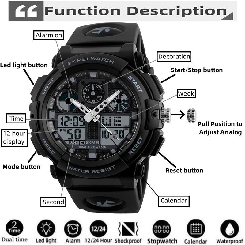 2017 New SKMEI Pria Sports Wat - Outdoor Lighting Timer ulasan dan harga