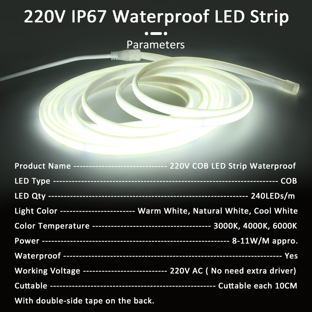 1-20M 220V COB Lampu Strip LED - Outdoor Lighting No Wiring ulasan dan harga