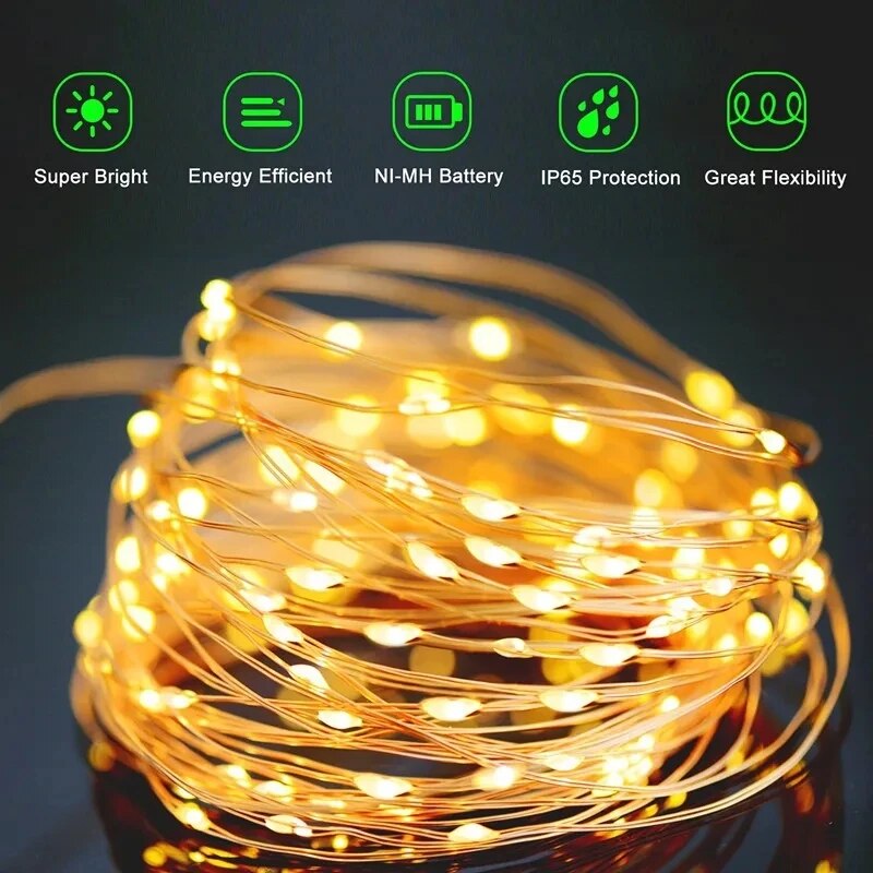 Lampu setrip kawat tembaga LED - Outdoor Lighting No Wiring ulasan dan harga