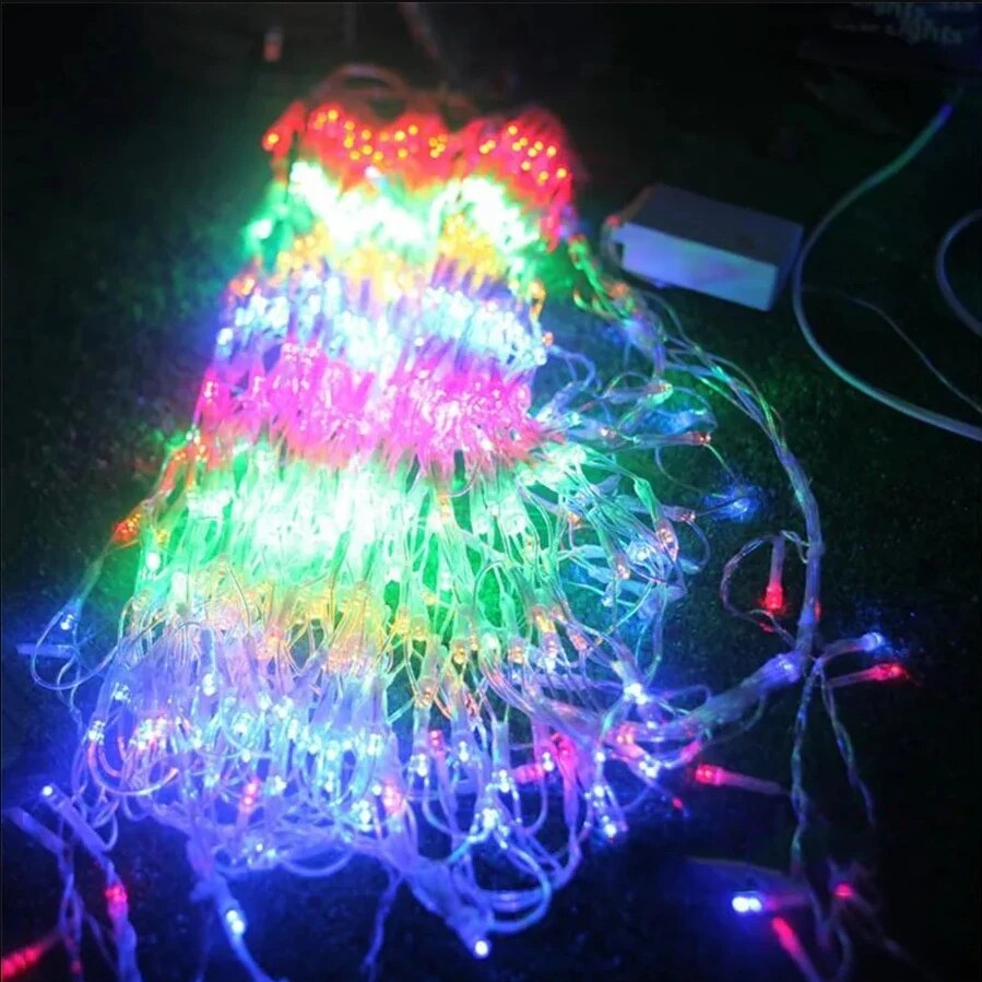 EU/US Plug 3.2*0.6M 420LED 3 P - Outdoor Lighting Grid Screen ulasan dan harga